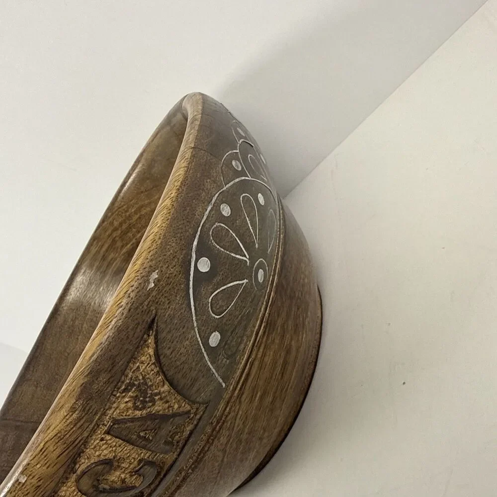 7.5” Folk Art Hand Carved Wooden Bowl - Jamaica 🇯🇲
